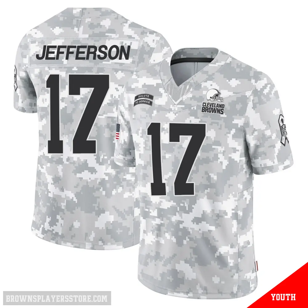＃17 Youth Justin Jefferson Arctic Camo Limited Cleveland Browns 2024 Salute to Service Jersey