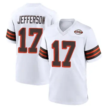 ＃17 Youth Justin Jefferson White Game Cleveland Browns 1946 Collection Alternate Jersey