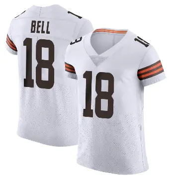 ＃18 Men's David Bell White Elite Cleveland Browns Vapor Jersey