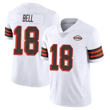 ＃18 Men's David Bell White Limited Cleveland Browns Vapor 1946 Collection Alternate Jersey