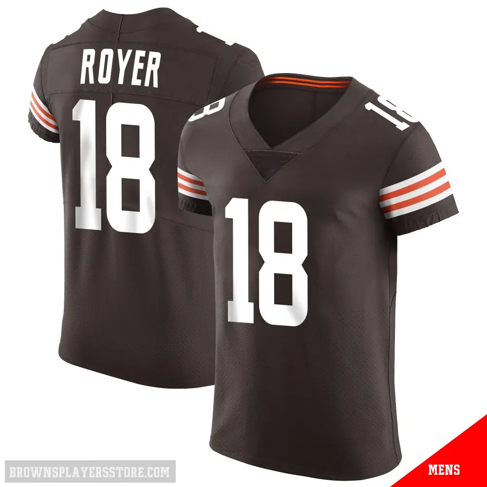 ＃18 Men's Joe Royer Brown Elite Cleveland Browns Vapor Jersey