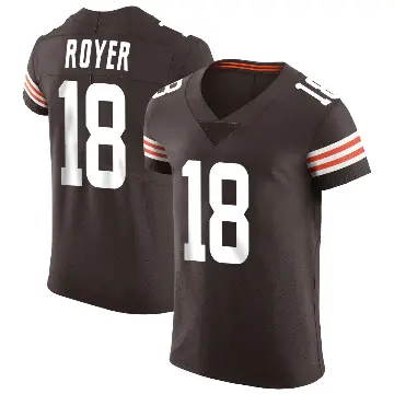＃18 Men's Joe Royer Brown Elite Cleveland Browns Vapor Jersey