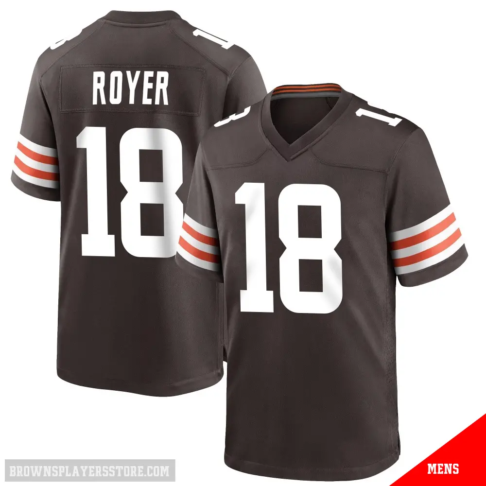 ＃18 Men's Joe Royer Brown Game Cleveland Browns Team Color Jersey