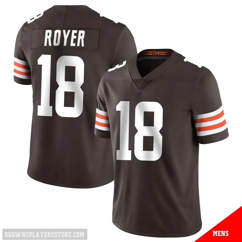 ＃18 Men's Joe Royer Brown Limited Cleveland Browns Team Color Vapor Untouchable Jersey