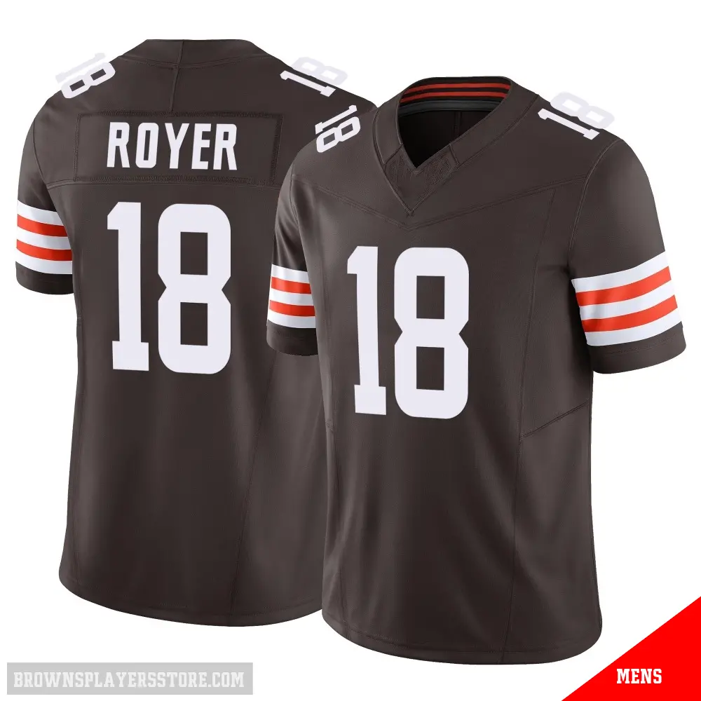 ＃18 Men's Joe Royer Brown Limited Cleveland Browns Vapor F.U.S.E. Jersey