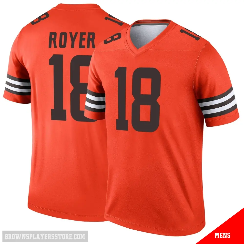 ＃18 Men's Joe Royer Orange Legend Cleveland Browns Inverted Jersey