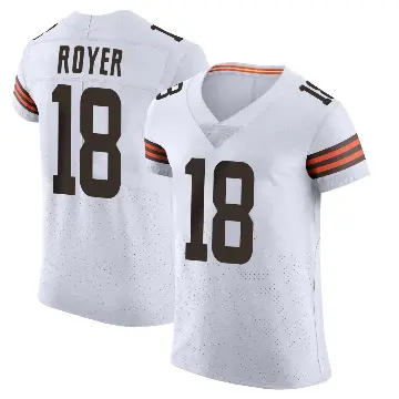 ＃18 Men's Joe Royer White Elite Cleveland Browns Vapor Jersey