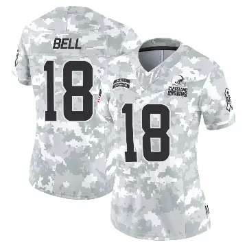 ＃18 Women's David Bell Arctic Camo Limited Cleveland Browns 2024 Salute to Service Jersey