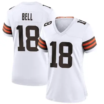 ＃18 Women's David Bell White Game Cleveland Browns Jersey