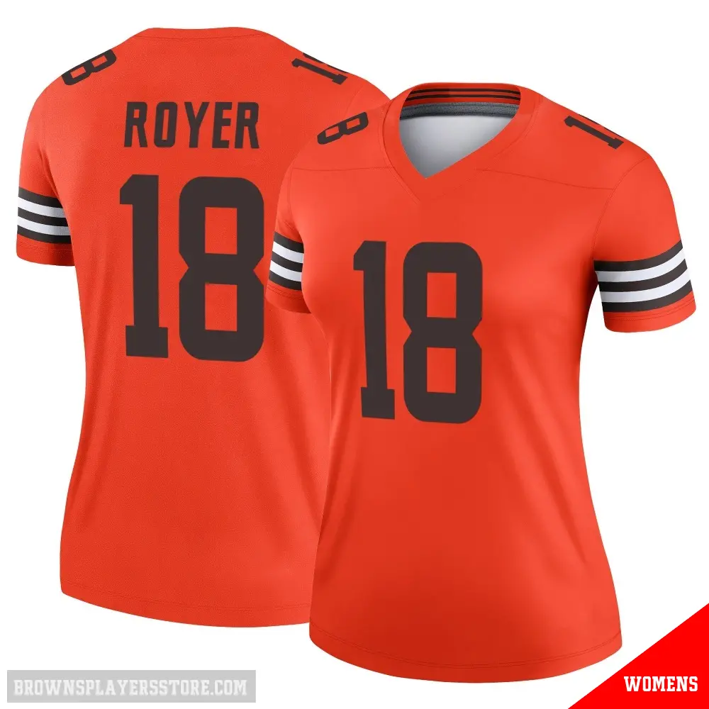 ＃18 Women's Joe Royer Orange Legend Cleveland Browns Inverted Jersey