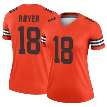 ＃18 Women's Joe Royer Orange Legend Cleveland Browns Inverted Jersey