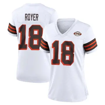 ＃18 Women's Joe Royer White Game Cleveland Browns 1946 Collection Alternate Jersey