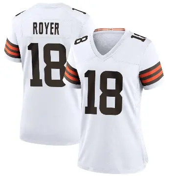 ＃18 Women's Joe Royer White Game Cleveland Browns Jersey