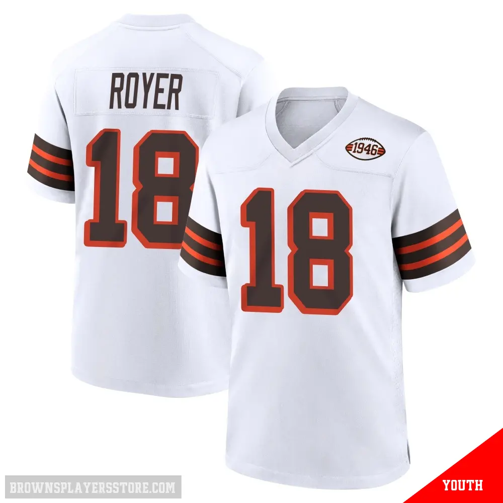 ＃18 Youth Joe Royer White Game Cleveland Browns 1946 Collection Alternate Jersey