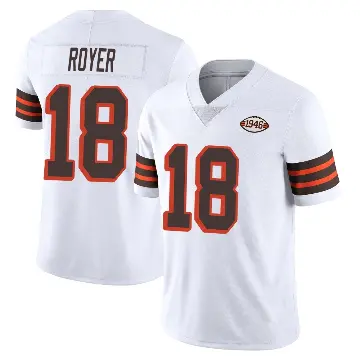 ＃18 Youth Joe Royer White Limited Cleveland Browns Vapor 1946 Collection Alternate Jersey
