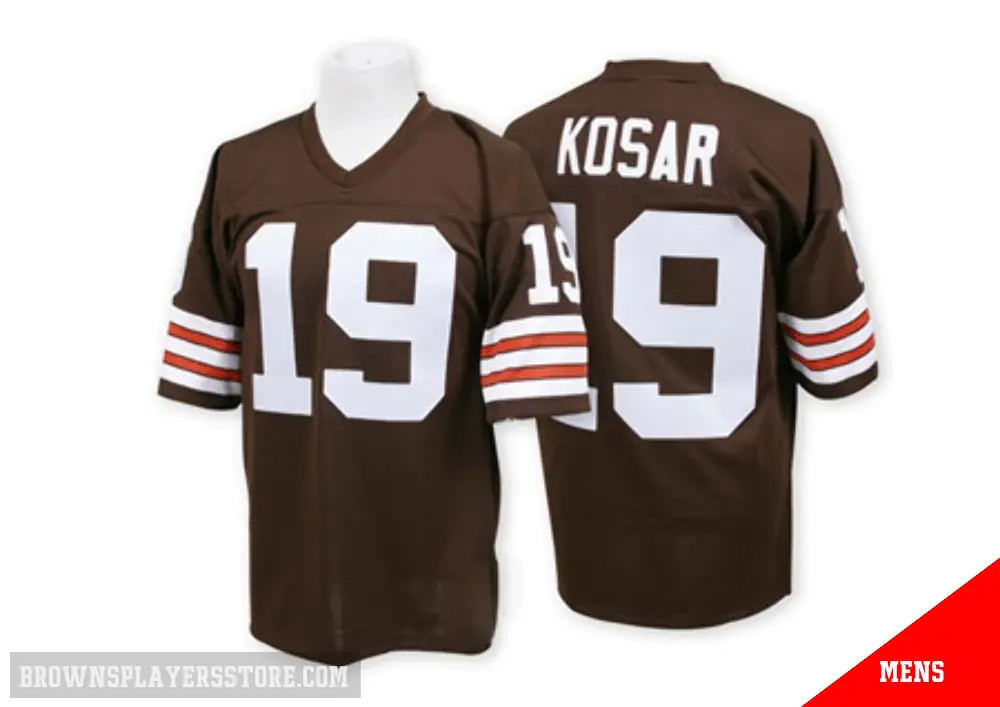 ＃19 Men's Bernie Kosar Brown Authentic Cleveland Browns Mitchell And Ness Team Color Throwback Jersey