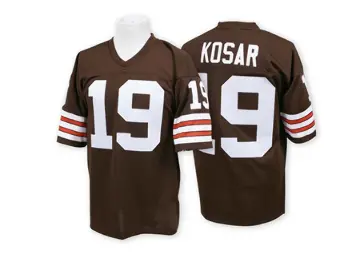＃19 Men's Bernie Kosar Brown Authentic Cleveland Browns Mitchell And Ness Team Color Throwback Jersey