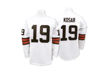 ＃19 Men's Bernie Kosar White Authentic Cleveland Browns Mitchell And Ness Throwback Jersey