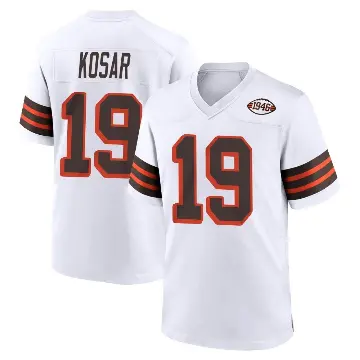 ＃19 Men's Bernie Kosar White Game Cleveland Browns 1946 Collection Alternate Jersey