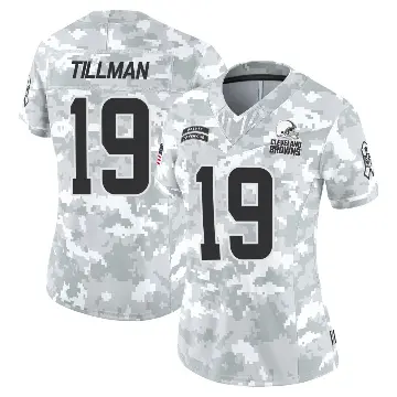 ＃19 Women's Cedric Tillman Arctic Camo Limited Cleveland Browns 2024 Salute to Service Jersey