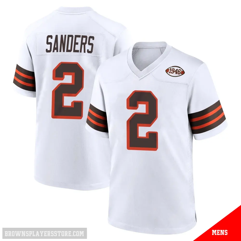 ＃2 Men's Shedeur Sanders White Game Cleveland Browns 1946 Collection Alternate Jersey