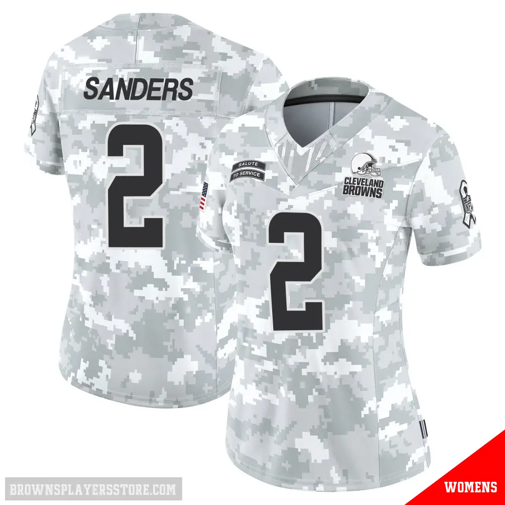 ＃2 Women's Shedeur Sanders Arctic Camo Limited Cleveland Browns 2024 Salute to Service Jersey