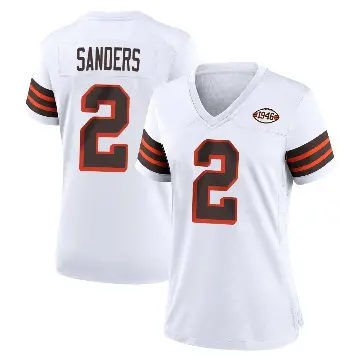 ＃2 Women's Shedeur Sanders White Game Cleveland Browns 1946 Collection Alternate Jersey
