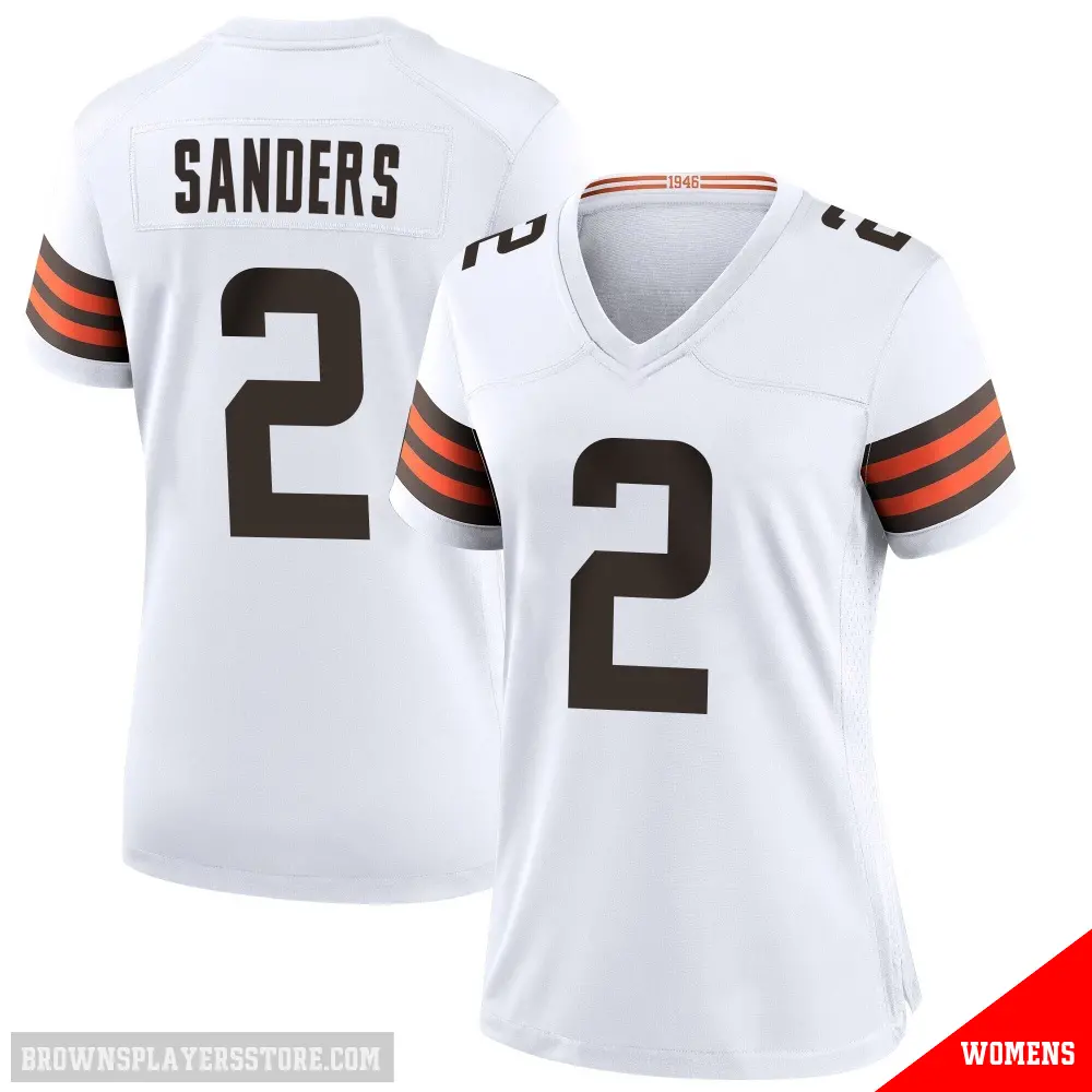 ＃2 Women's Shedeur Sanders White Game Cleveland Browns Jersey