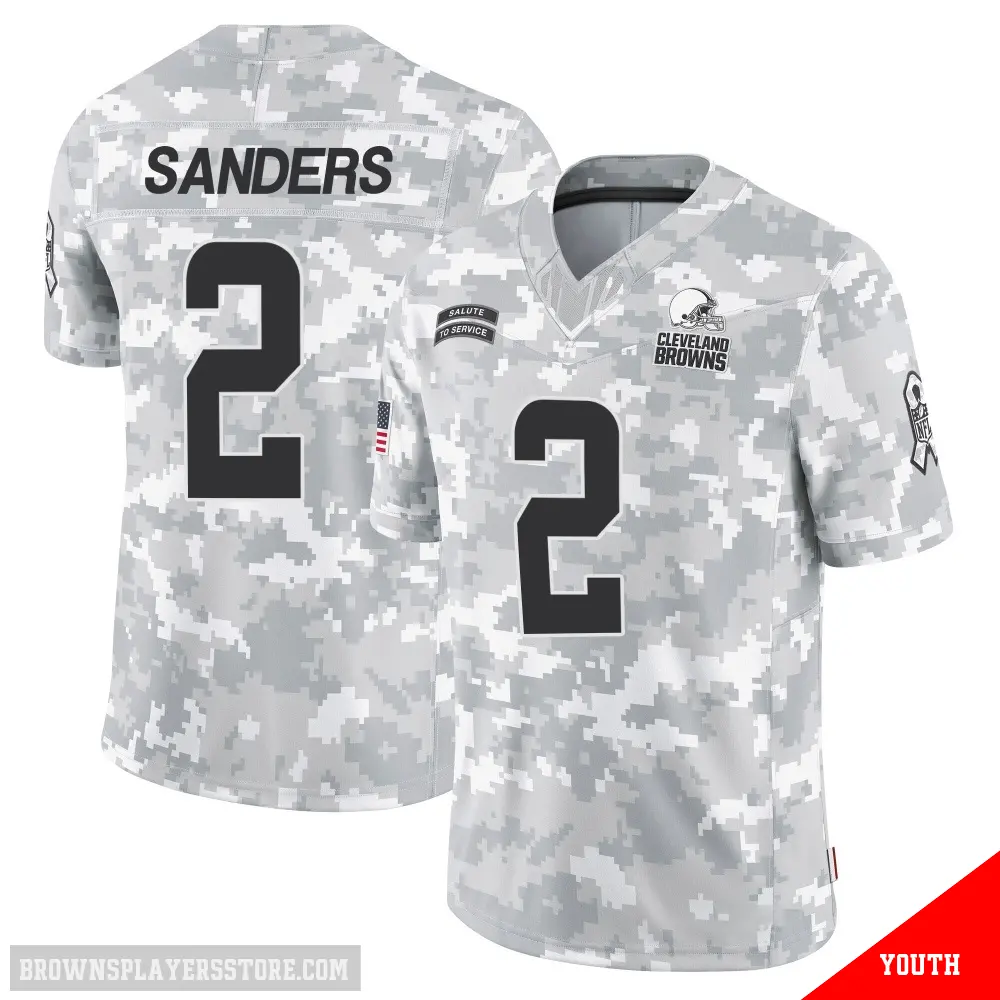 ＃2 Youth Shedeur Sanders Arctic Camo Limited Cleveland Browns 2024 Salute to Service Jersey