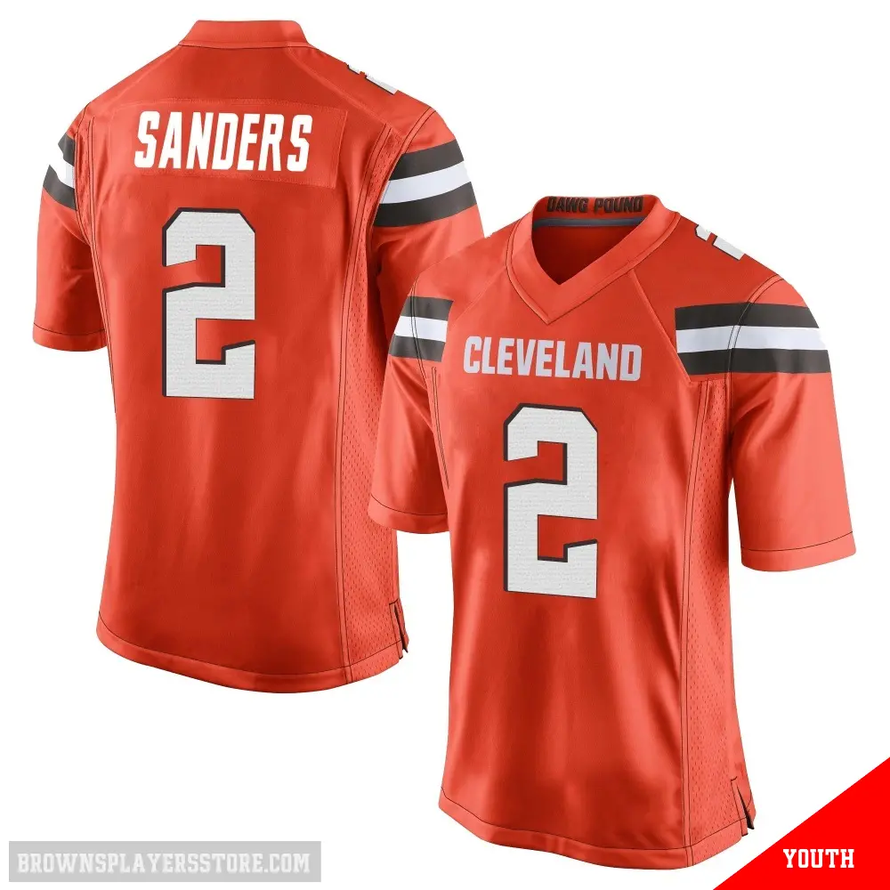 ＃2 Youth Shedeur Sanders Orange Game Cleveland Browns Alternate Jersey