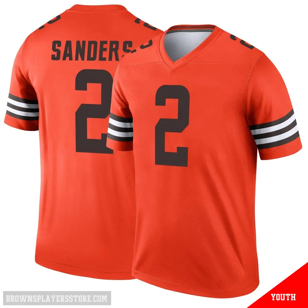 ＃2 Youth Shedeur Sanders Orange Legend Cleveland Browns Inverted Jersey