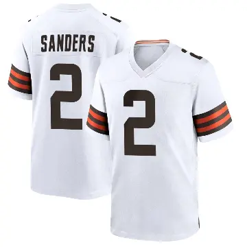 ＃2 Youth Shedeur Sanders White Game Cleveland Browns Jersey
