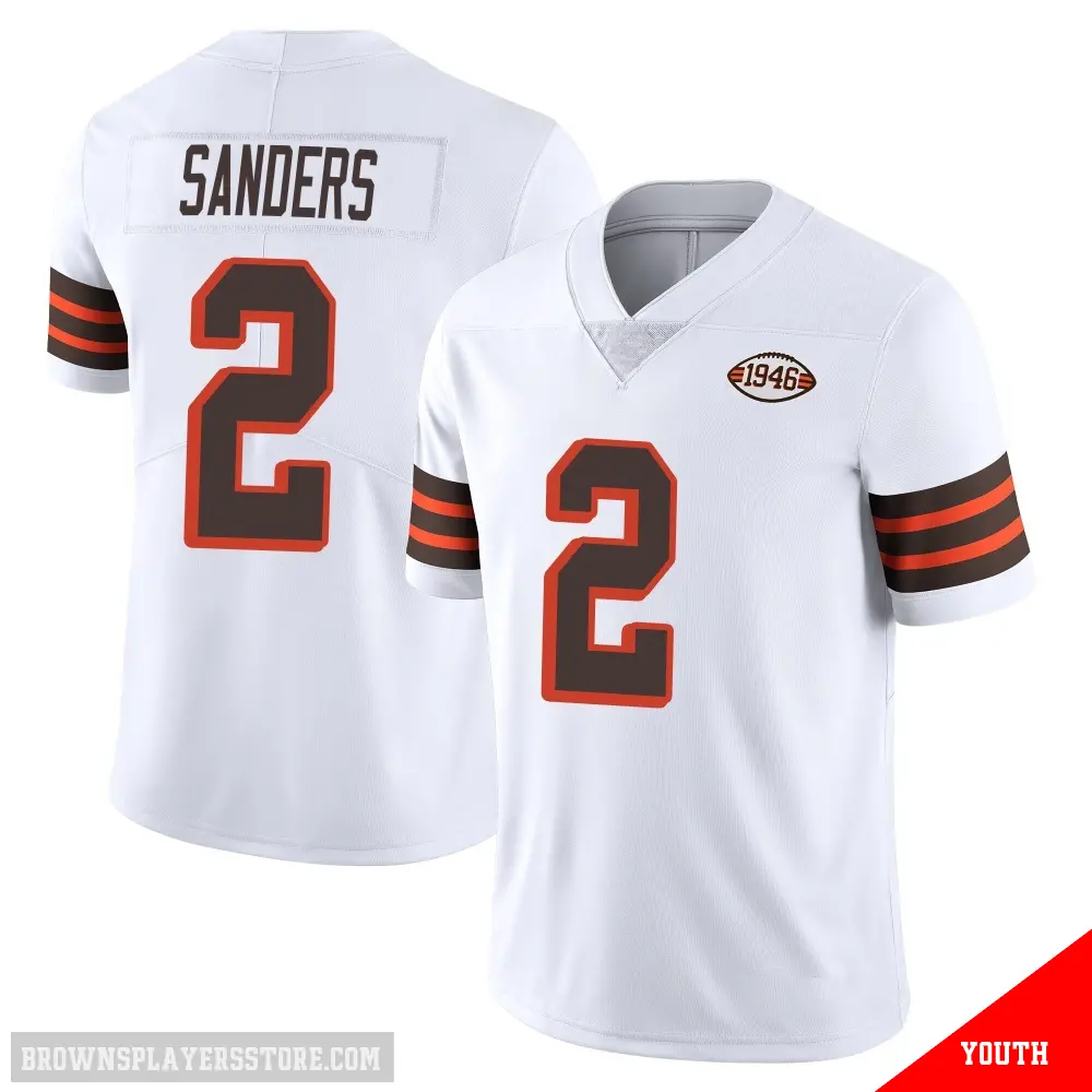＃2 Youth Shedeur Sanders White Limited Cleveland Browns Vapor 1946 Collection Alternate Jersey