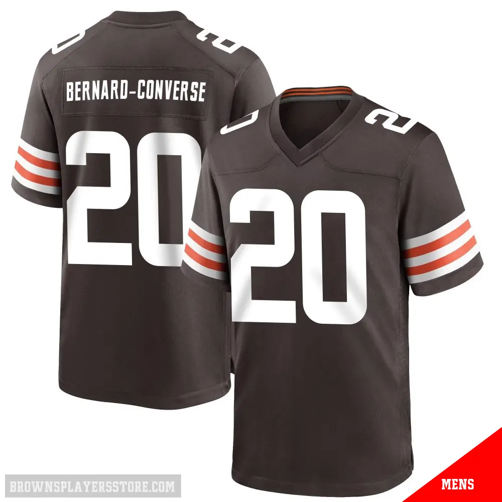 ＃20 Men's Jarrick Bernard-Converse Brown Game Cleveland Browns Team Color Jersey
