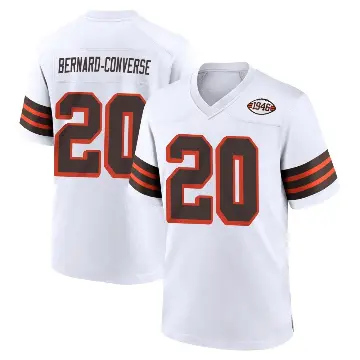 ＃20 Men's Jarrick Bernard-Converse White Game Cleveland Browns 1946 Collection Alternate Jersey