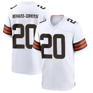 ＃20 Men's Jarrick Bernard-Converse White Game Cleveland Browns Jersey