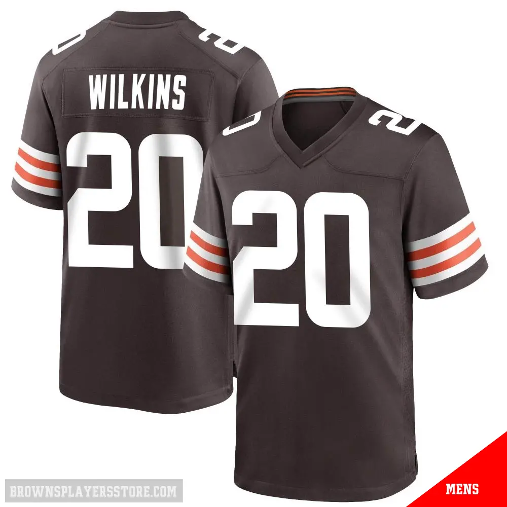 ＃20 Men's Jordan Wilkins Brown Game Cleveland Browns Team Color Jersey