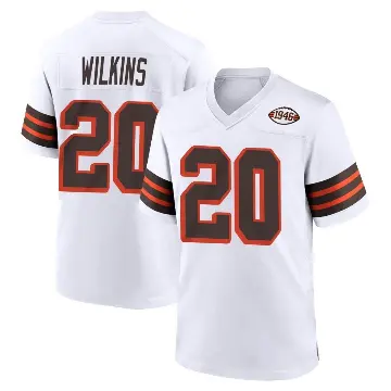 ＃20 Men's Jordan Wilkins White Game Cleveland Browns 1946 Collection Alternate Jersey