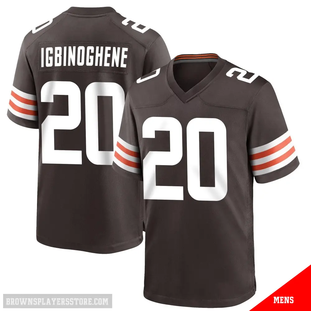 ＃20 Men's Noah Igbinoghene Brown Game Cleveland Browns Team Color Jersey