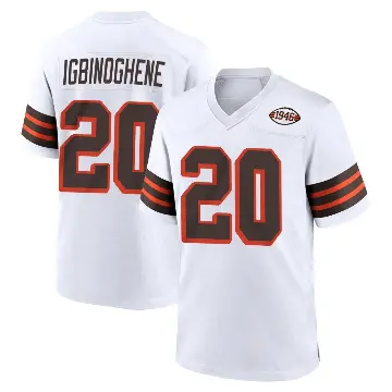 ＃20 Men's Noah Igbinoghene White Game Cleveland Browns 1946 Collection Alternate Jersey