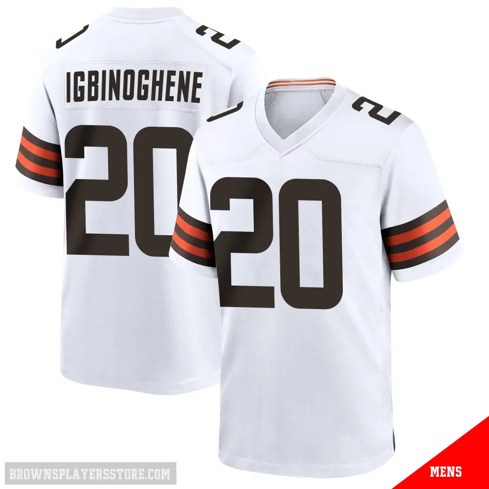 ＃20 Men's Noah Igbinoghene White Game Cleveland Browns Jersey