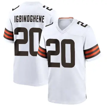 ＃20 Men's Noah Igbinoghene White Game Cleveland Browns Jersey