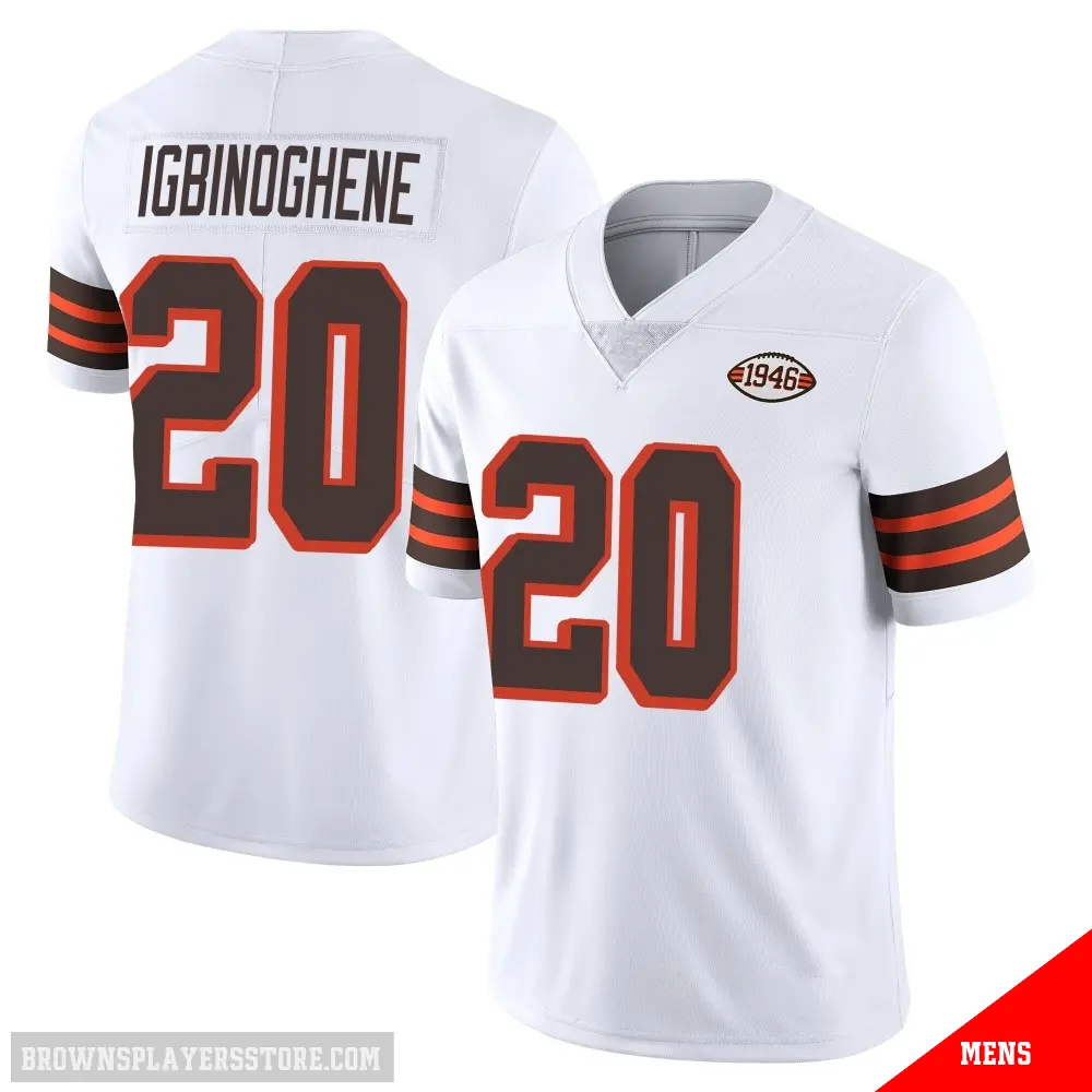 ＃20 Men's Noah Igbinoghene White Limited Cleveland Browns Vapor 1946 Collection Alternate Jersey