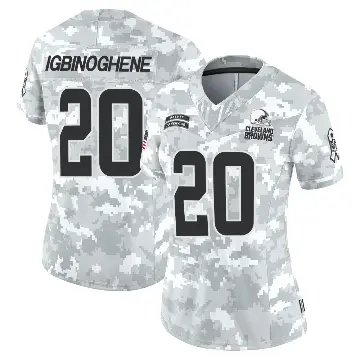 ＃20 Women's Noah Igbinoghene Arctic Camo Limited Cleveland Browns 2024 Salute to Service Jersey