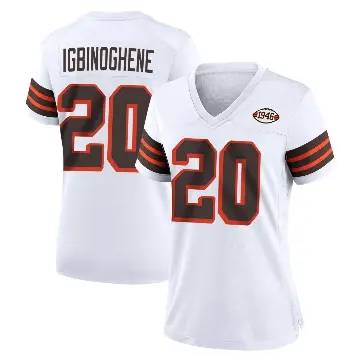 ＃20 Women's Noah Igbinoghene White Game Cleveland Browns 1946 Collection Alternate Jersey