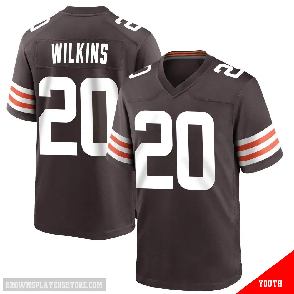 ＃20 Youth Jordan Wilkins Brown Game Cleveland Browns Team Color Jersey