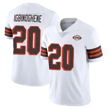 ＃20 Youth Noah Igbinoghene White Limited Cleveland Browns Vapor 1946 Collection Alternate Jersey