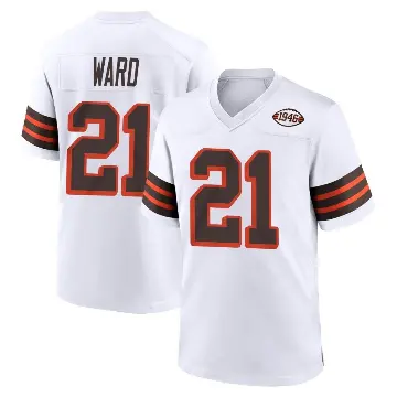＃21 Men's Denzel Ward White Game Cleveland Browns 1946 Collection Alternate Jersey