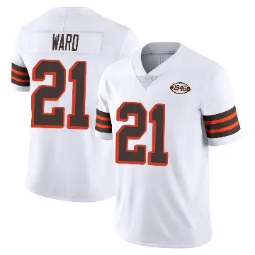 ＃21 Men's Denzel Ward White Limited Cleveland Browns Vapor 1946 Collection Alternate Jersey
