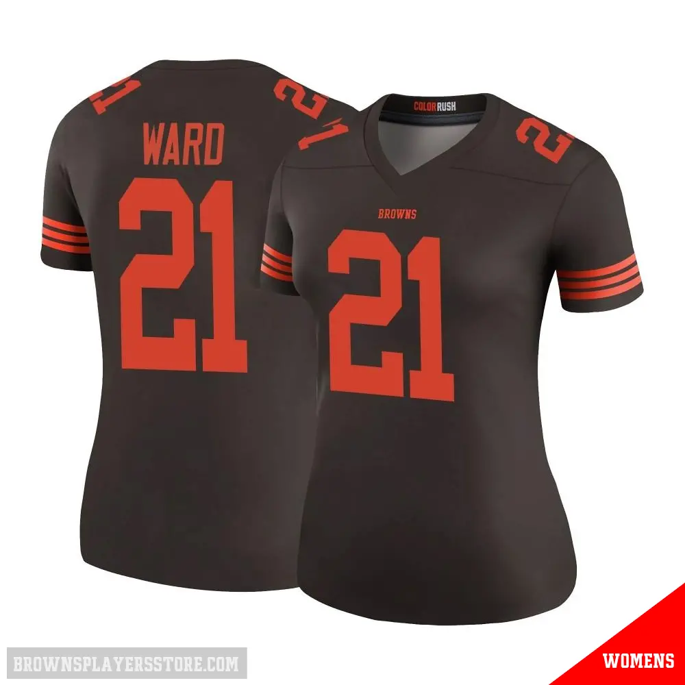 ＃21 Women's Denzel Ward Brown Legend Cleveland Browns Color Rush Jersey